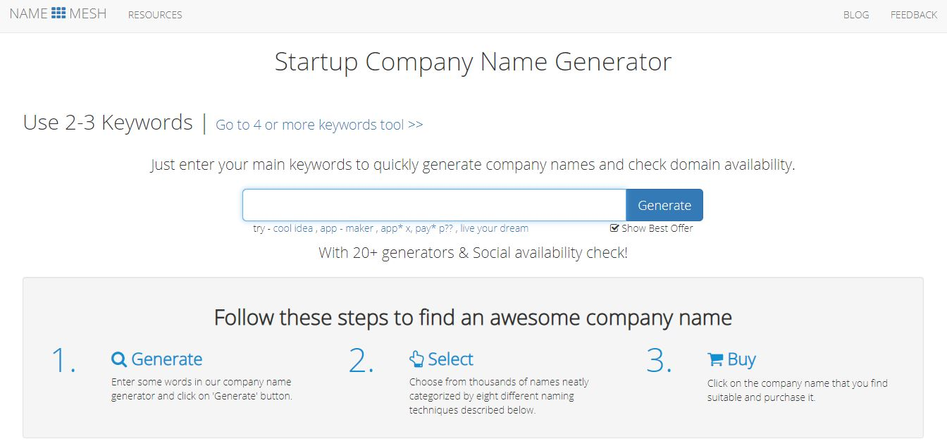 NameMesh website NameMesh website